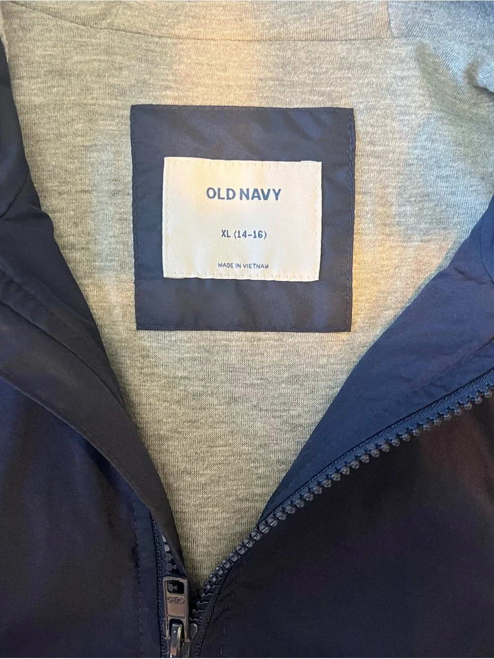 Old Navy Dark Blue Hooded Rain Jacket Bomber Style